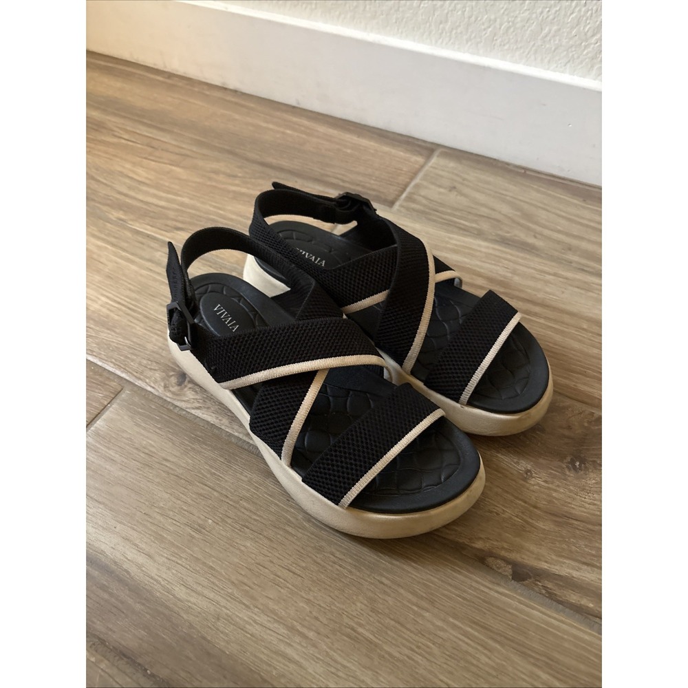 VIVAIA AdaptAll Kathy Walker Sandals Black White Women's Size 41 US 9.5 Narrow
